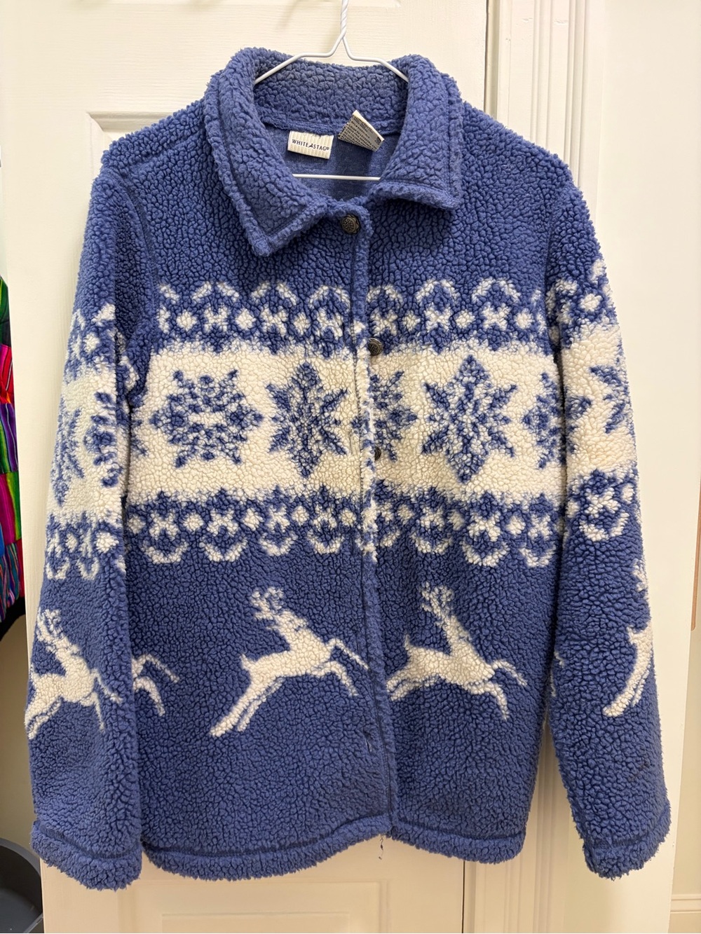 White Stag Blue & Cream Sherpa Cardigan Jacket
